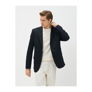 Koton Basic Blazer Jacket with Brooch Detailed Buttons, Pockets and Slim Fit.