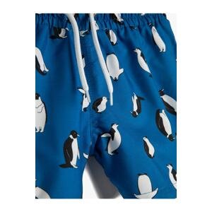 Koton Tie Waist Swimwear Penguin Print Mesh Lined.