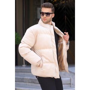 Madmext Men's Stone Color Nubuck Down Coat 6802