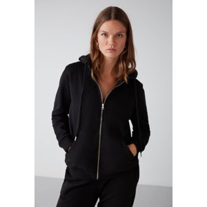 GRIMELANGE Carlota Women's Relaxed Fit Hooded Zippered Black Sweatshir