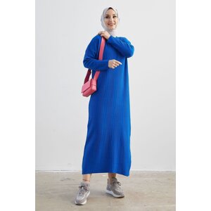 InStyle Arissa Turtleneck Long Knitwear Dress - Navy Blue