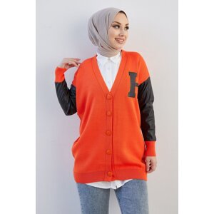 InStyle Nivya Letter Printed Knitwear Cardigan - Orange