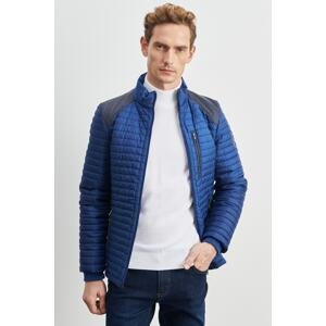 AC&Co / Altınyıldız Classics Men's Indigo Standard Fit Normal Cut, Cold Weatherproof Patterned Puffer Jacket.