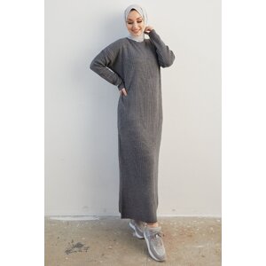 InStyle Arissa Turtleneck Long Knitwear Dress - Gray