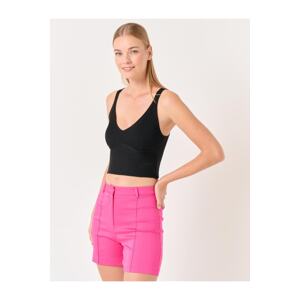 Jimmy Key Fuchsia Slim Fit High Waist Woven Shorts