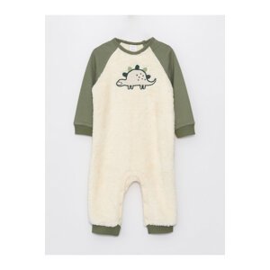 LC Waikiki Crew Neck Long Sleeve Embroidery Detailed Plush Baby Boy Jumpsuit