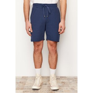 Trendyol Indigo Men's Slim/Narrow Cut Textured Waffle Rubber Waisted Corded Shorts