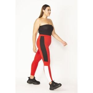 Şans Women's Plus Size Red Cup Detailed Sports Leggings Trousers