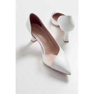 LuviShoes 353 White Skin Heeled Women's Shoes