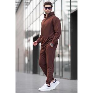 Madmext Dark Brown Hooded Basic Tracksuit Set 5928