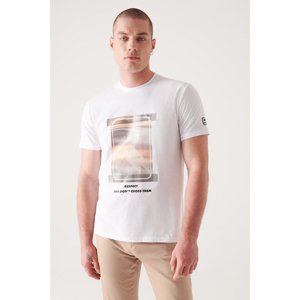 Avva Men's White Crew Neck Printed T-shirt