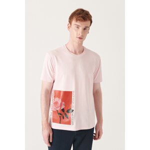 Avva Men's Light Pink Graphic Printed Cotton T-shirt