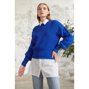 InStyle Noble Balloon Sleeve Knitwear Short Sweater - Saxe Blue