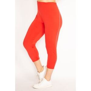 Şans Women's Plus Size Pomegranate Side Stripe Lycra Jersey Leggings Trousers