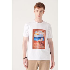 Avva Men's White Motto Printed Cotton T-shirt