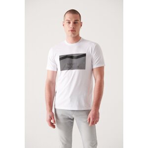 Avva Men's White Crew Neck Printed T-shirt