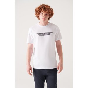 Avva Men's White Crew Neck Printed T-shirt