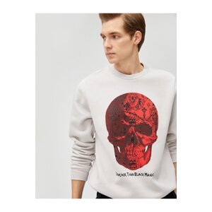 Koton Crew Neck Sweatshirt Skull Printed