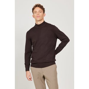 ALTINYILDIZ CLASSICS Men's Brown Standard Fit Normal Cut Half Turtleneck Knitwear Sweater.