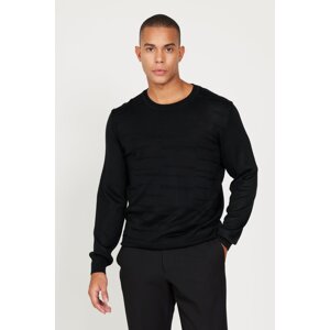 ALTINYILDIZ CLASSICS Men's Black Standard Fit Normal Cut Crew Neck Knitwear Sweater