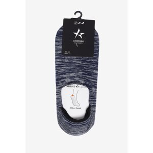 ALTINYILDIZ CLASSICS Men's Grey-Navy Blue Silicone Supported Patterned Single Ballerina Socks