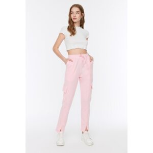 Trendyol Pink Basic Jogger Knit Thin Sweatpants with Pockets and Slit Detail.