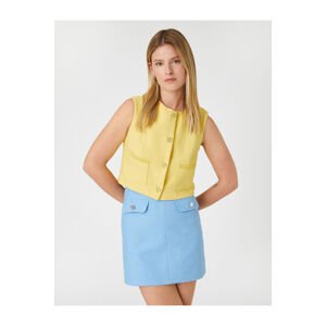 Koton Button And Pocket Detailed Tweed Mini Skirt