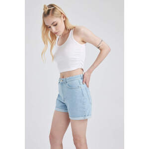 DEFACTO Mom Fit High Waist Folded Leg Jean Shorts