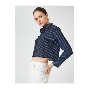 Koton Crop Satin Shirt with Text Print