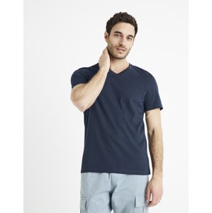 Navy blue men's basic T-shirt Celio Debasev