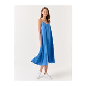 Jimmy Key Cobalt Loose Cut V-Neck Strap Midi Dress