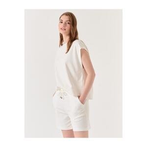 Jimmy Key White High Waist Wide Leg Knitted Shorts