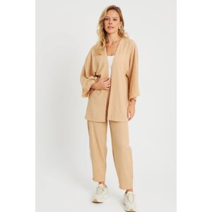 Cool & Sexy Women's Cress Kimono Suit Camel Q983