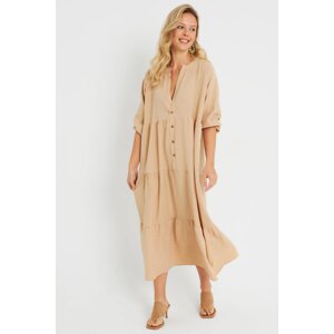 Cool & Sexy Women's Loose Midi Dress Camel Q982