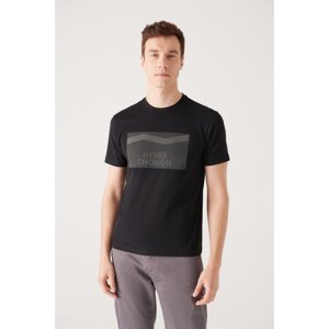 Avva Men's Black Crew Neck Printed T-shirt