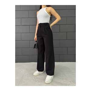 BİKELİFE Women's Black Lycra Palazzo Loose Wide Leg Trousers