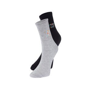 Trendyol Grey-Black 2 Pack Cotton Embroidered Knitted Socks