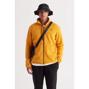 AC&Co / Altınyıldız Classics Men's Yellow Standard Fit Regular Fit Cold Proof High Neck Fleece Sweatshirt Jacket