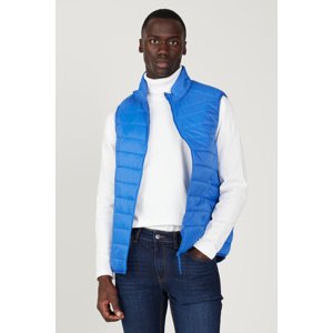 AC&Co / Altınyıldız Classics Men's Indigo Inflatable Windproof Warm Fiber Ultra Light Vest with Portable Bag