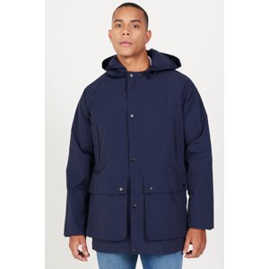 AC&Co / Altınyıldız Classics Men's Navy Blue Hooded Stand Collar Standard Fit Warm Windproof Coat