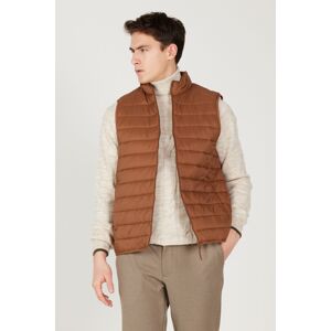 AC&Co / Altınyıldız Classics Men's Brown Inflatable Windproof Warm Fiber Ultra Light Vest with Portable Bag