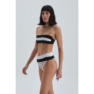 Dagi Black High Waist White Bikini Bottom