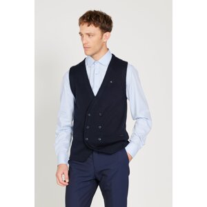 ALTINYILDIZ CLASSICS Men's Navy Blue Standard Fit Normal Cut Double Breasted Collar Knitwear Vest