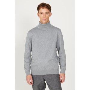 ALTINYILDIZ CLASSICS Men's Gray Melange Standard Fit Normal Cut Full Turtleneck Knitwear Sweater