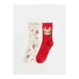 LC Waikiki 2-Piece Christmas Themed Girls' Crew Neck Socks