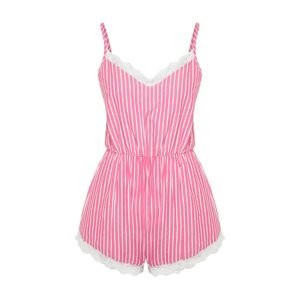 Trendyol Pink-Multicolored Striped Lace Detailed Woven Jumpsuit