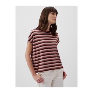 Jimmy Key Brown Crew Neck Short Sleeve Striped Comfort T-Shirt