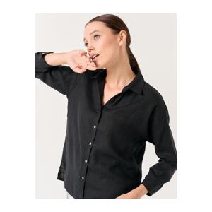 Jimmy Key Black Long Sleeve Woven Linen Shirt