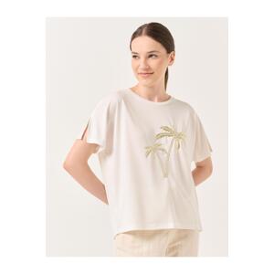 Jimmy Key Ecru Crew Neck Short Sleeve Palm T-Shirt