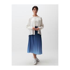 Jimmy Key Blue Petrol Normal Waist Color Transition Pleated Midi Skirt